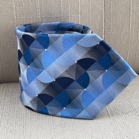 Van Heusen Men Tie Blue Tone Necktie 100% Silk Classic Tie - Picture 3 of 11